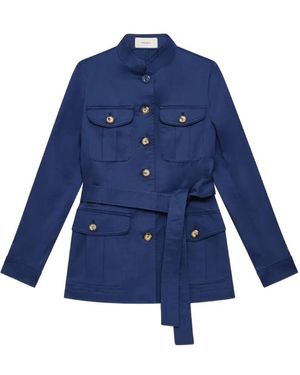 Maliparmi Belted Button-Fastening Jacket - Blue
