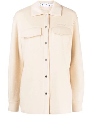 Off-White c/o Virgil Abloh Embroidered-Logo Shirt Jacket - Natural