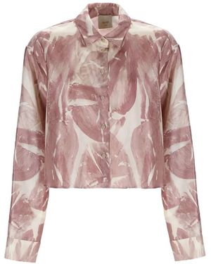 Alysi Point-Collar Print Shirt - Pink