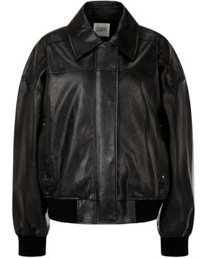 Studio Tomboy X Faux Leather Bomber Jacket - Black