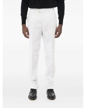 Brunello Cucinelli Pantalon Plissé À Fines Rayures - White