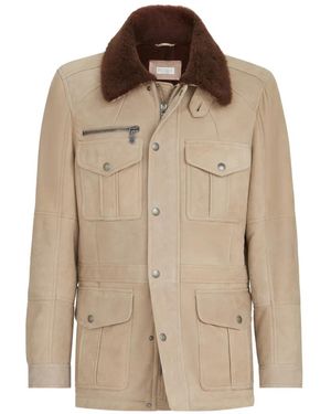 Brunello Cucinelli Waxed Shearling Safari Jacket - Natural
