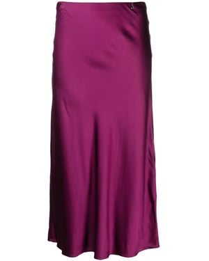 Patrizia Pepe High-Waisted Satin Midi Skirt - Purple