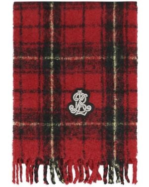Ralph Lauren Tartan Fringed Scarf - Red
