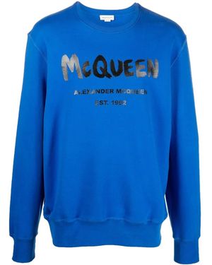 McQueen アレキサンダー・マックイーン グラフィティ スウェットシャツ - ブルー
