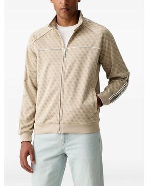 Guess Monogram-Print Zip-Up Jumper - Natural
