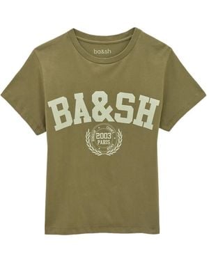 Ba&sh Logo-Print Crew-Neck T-Shirt - Green