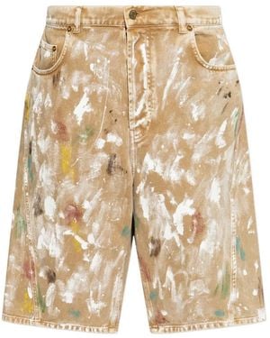 Moschino Paint Splatter Shorts - White
