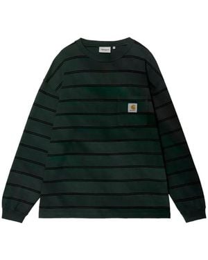 Carhartt L/S Cardona Striped-Print Long-Sleeve T-Shirt - Green