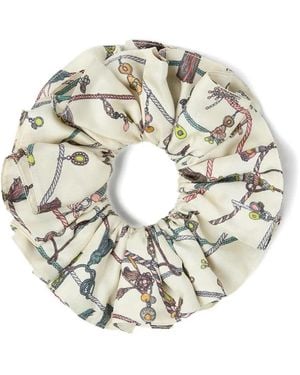 Versace Printed Silk Twill Scrunchie - Metallic