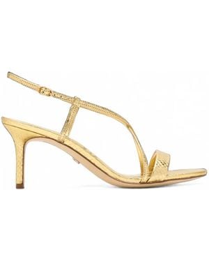 Sam Edelman Ginny Snakeskin-Effect Leather Sandals - Metallic