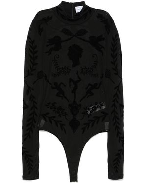 CASABLANCA Devoré-Effect Bodysuit - Black