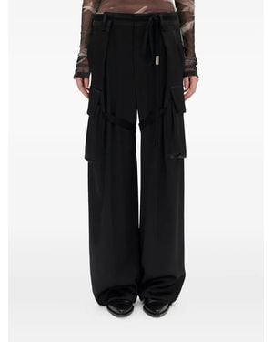 Ann Demeulemeester Satinhose mit aufgesetzten Taschen - Schwarz