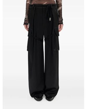 Ann Demeulemeester Cargo-Pocket Satin Trousers - Black
