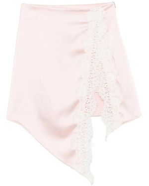 ViCOLO Lace-Trim Asymmetric Mini Skirt - Pink