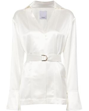 Acler V-Neck Satin-Finish Shirt - White