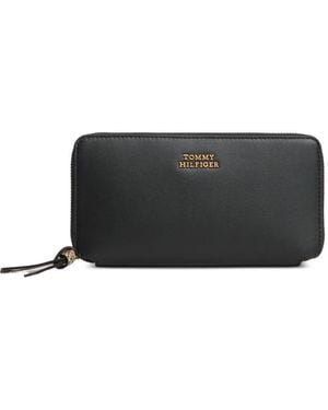 Tommy Hilfiger Portefeuille Zippé À Plaque Logo - Black