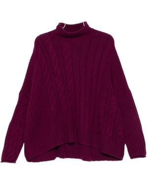 Eric Bompard Cable-Knit High-Neck Sweater - Purple