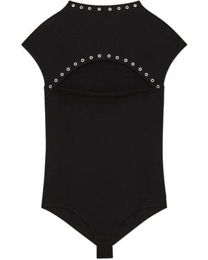 Patrizia Pepe Embellished-Neck Bodysuit - Black