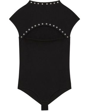 Patrizia Pepe Embellished-Neck Bodysuit - Black