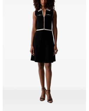 Morgan Contrast-Trim Sleeveless Mini Dress - Black