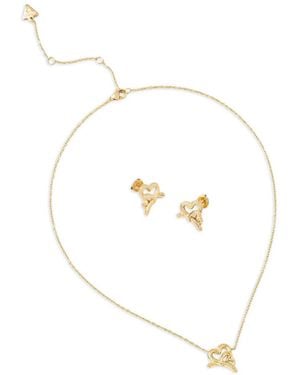 Guess Love Bites Necklace And Earrings Set - White