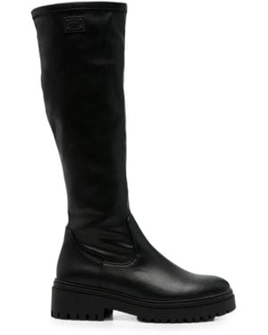Mexx Logo-Plaque Lug-Sole Boots - Black