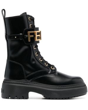 Fendi レースアップ アンクルブーツ - ブラック