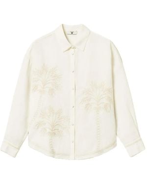Twinset Linen Blend Shirt With Embroidery - White