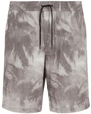 Emporio Armani Printed Cotton Blend Shorts - Grey