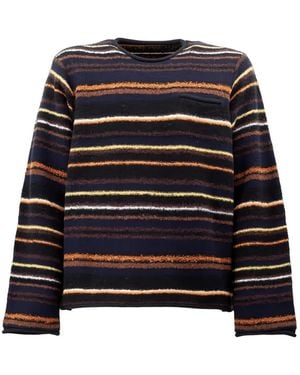 Sacai Horizontal-Stripe Chest-Pocket Sweater - Black