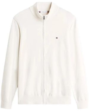Tommy Hilfiger Zip-Up High-Neck Jumper - White