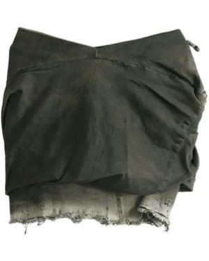 Rick Owens Draped Frayed Mini Skirt - Green