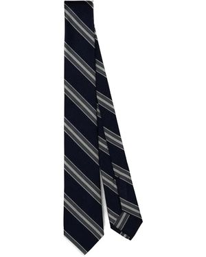 MARINO Striped Silk Tie - Blue