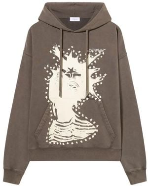 Off-White c/o Virgil Abloh Graphic-Print Drawstring Hoodie - Brown