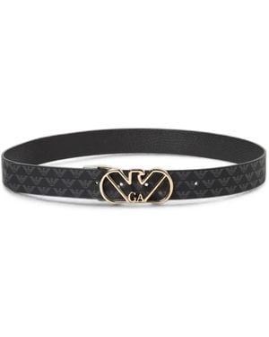 Emporio Armani Reversible Monogram-Print Belt - White