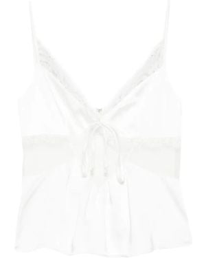 Self-Portrait Satin Lace Top - White