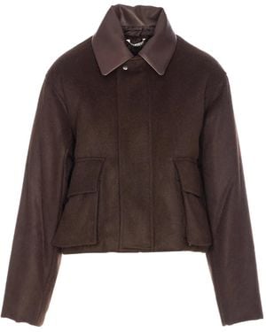 AURALEE Detachable-Collar Padded Jacket - Brown