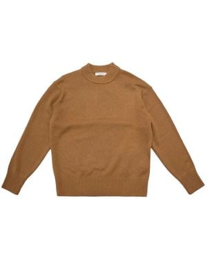 SELECTED Ribbed Crew-Neck Jumper - Brown