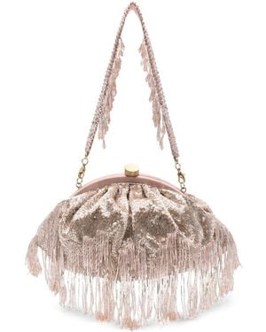 SLO_HAND_MADE Firante Soft Fringed Clutch Bag - Natural