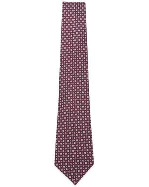 Kiton Geometric-Pattern Tie - Purple