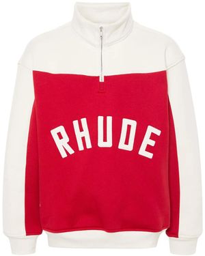 Rhude Contrast Varsity Cotton Sweatshirt - Red