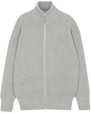 John Smedley Gerippter Mallam Pullover mit Reißverschluss - Grau