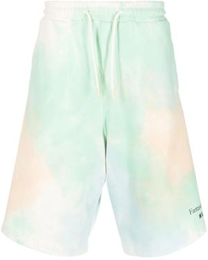 MSGM Logo-Print Tie-Dye Shorts - Green