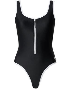 Perfect Moment Two-Tone Zip-Up Swimsuit - Black