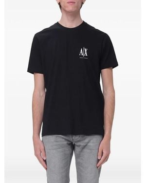 ARMANI EXCHANGE Camiseta Con Logo Bordado - Negro