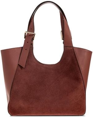 Furla Medium Dora Suede-Panelled Leather Tote Bag - Red