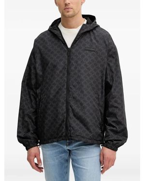 KARL LAGERFELD Hooded Patterned Reversible Jacket - Black