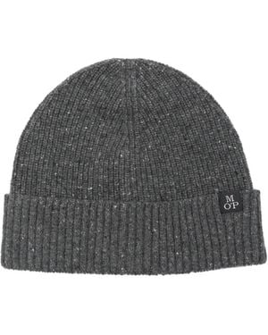 Marc O' Polo Logo-Patch Ribbed Beanie Hat - Gray