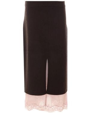Pinko Tolosa Lace-Trim Midi Skirt - Black